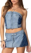 EDIKTED Reni Contrast Denim Strapless Corset Top