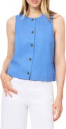 Scotch & Soda Sleeveless Linen Blend Button-Up Shirt