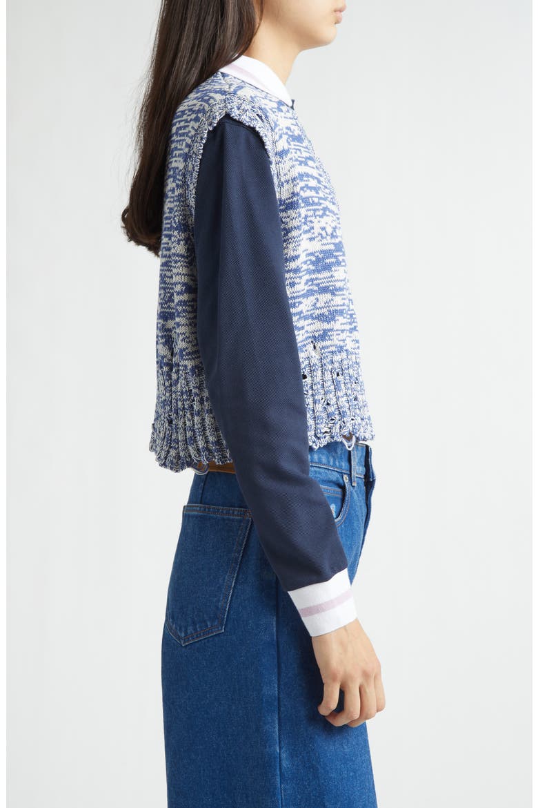 Disheveled Crop Cotton Sweater Vest, Alternate, color, MLB74ORION BLUE