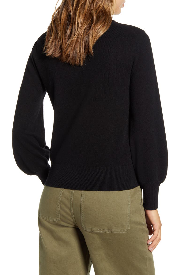 The Cashmere Lantern Sweater, Alternate, color, BLACK