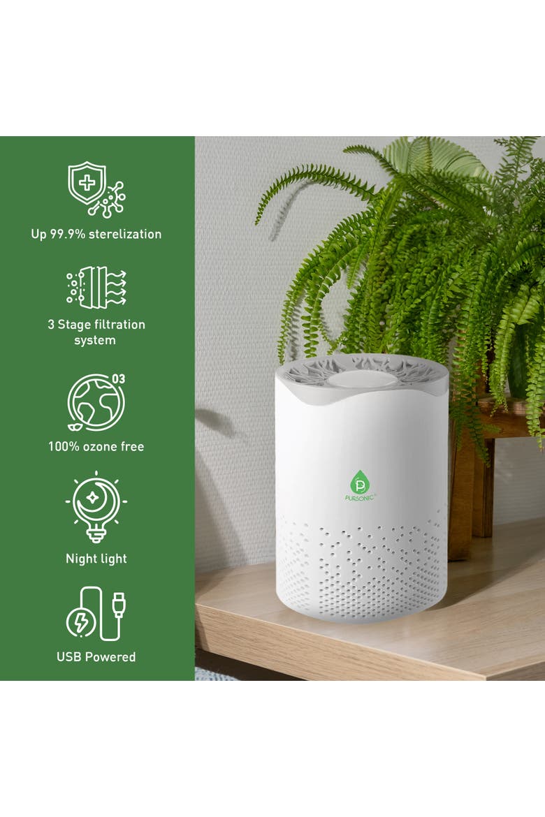 USB Powered True HEPA Air Purifier, Alternate, color, White