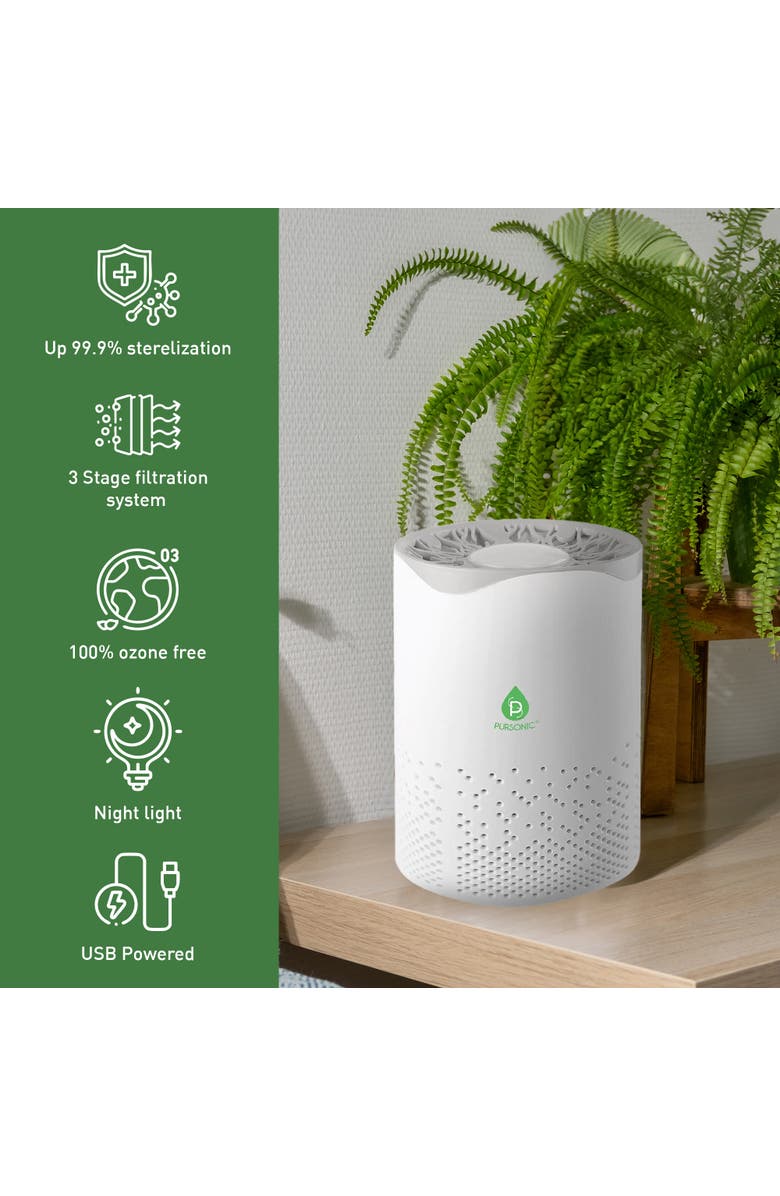 PURSONIC USB Powered True HEPA Air Purifier, Alternate, color, White
