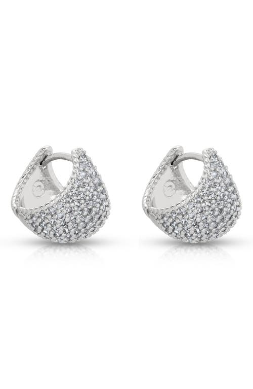 Ettika Pave Encrusted Huggies Hoops Earrings In Silver
