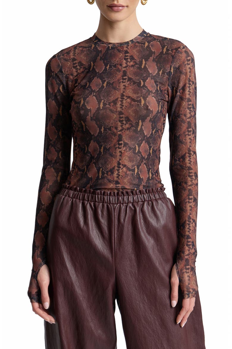 Animal Spot Mesh T-Shirt, Main, color, BROWN-BLACK PYTHON
