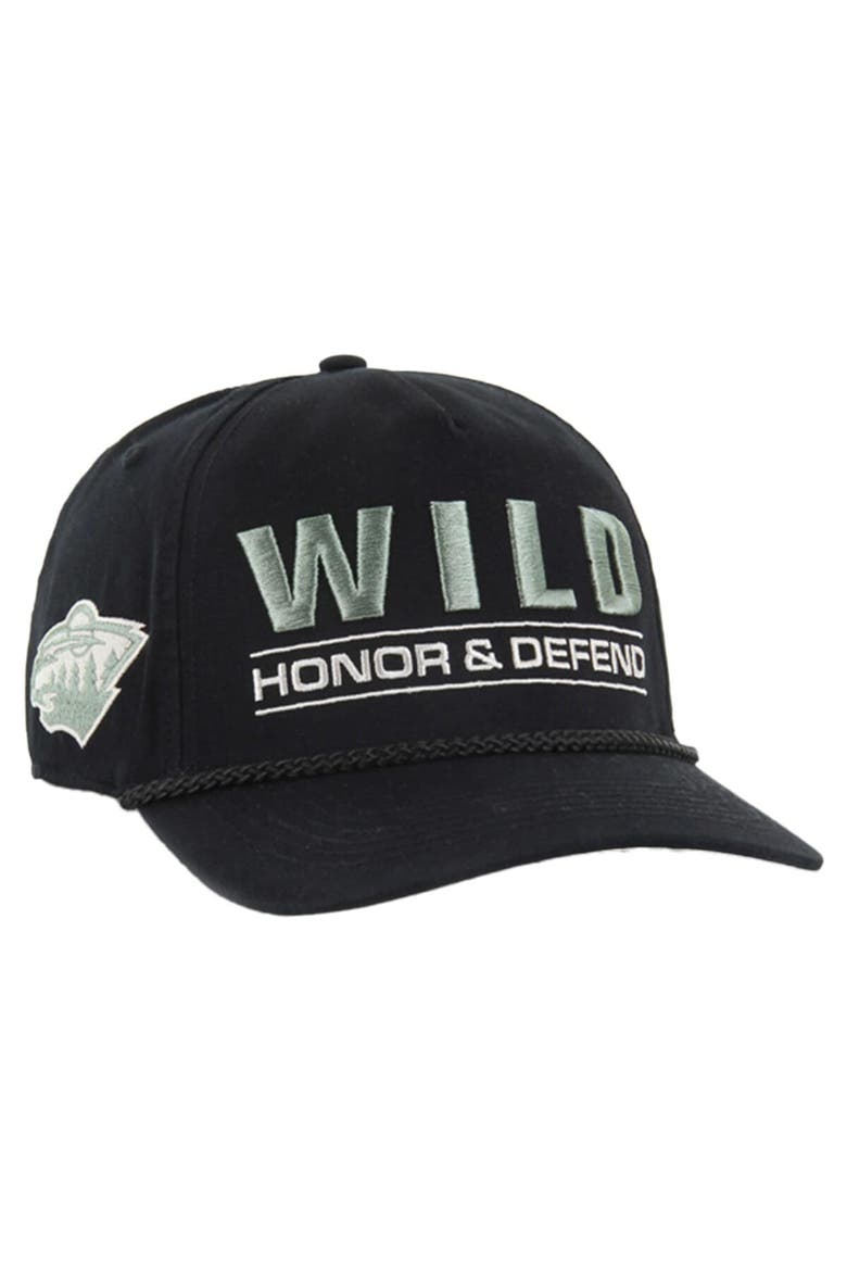 Men's '47 Black Minnesota Wild OHT Military Appreciation Homeland Honor and Defend Hitch Adjustable Hat, Main, color, Black