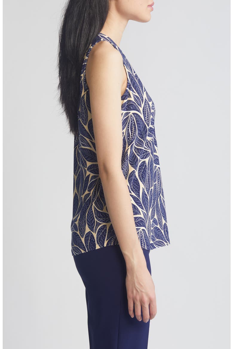 Print Sleeveless Top, Alternate, color, GOLDEN STRAW/BLUE