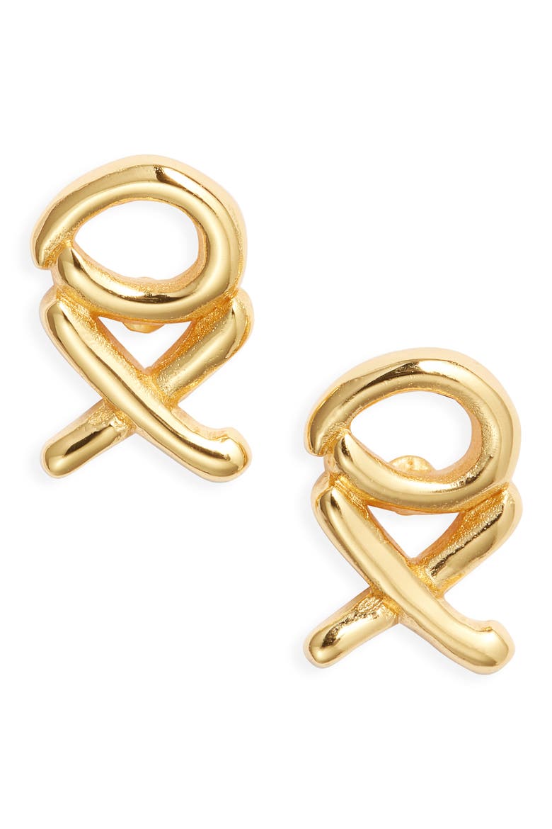 XO Stud Earrings, Main, color, GOLD