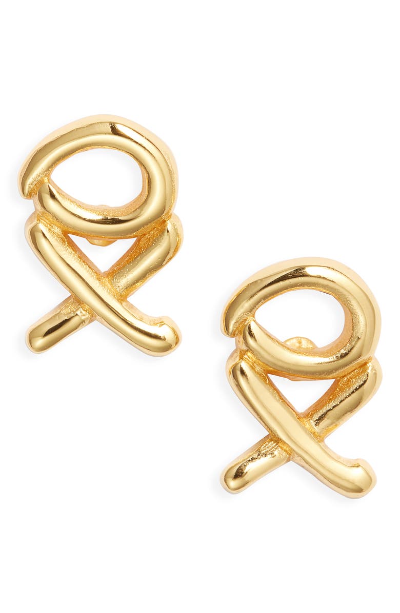 Kiara by Ki-ele XO Stud Earrings, Main, color, Gold