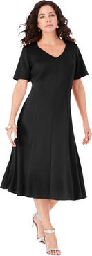 Roaman's Ponte Flared Dress