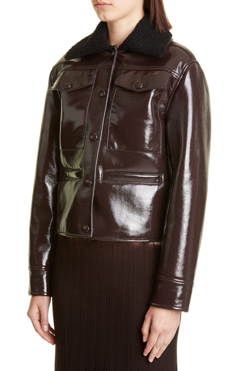 Proenza Schouler White Label Faux Leather Jacket, Alternate, color, Chocolate/ Black