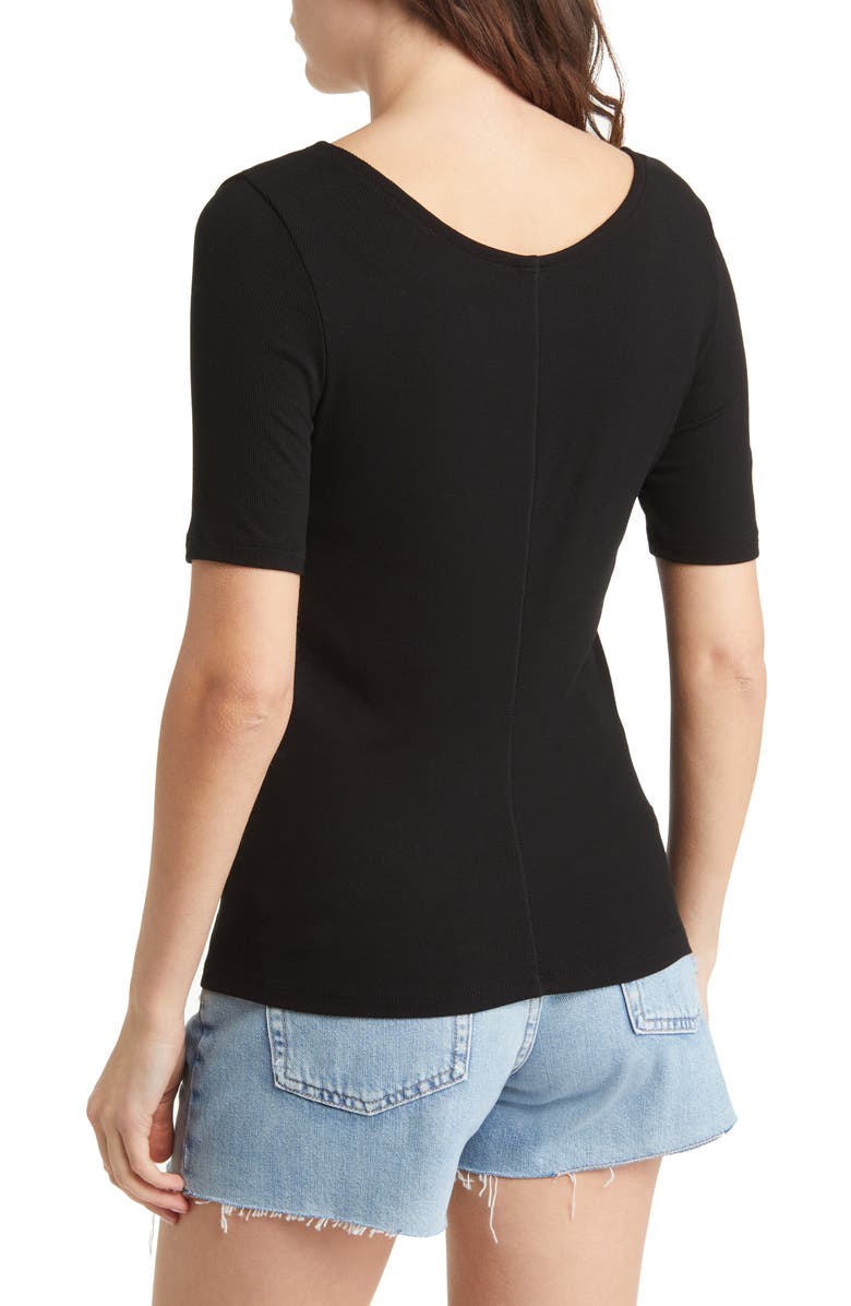 AG Marilyn Double V-Neck Rib T-Shirt, Alternate, color, 