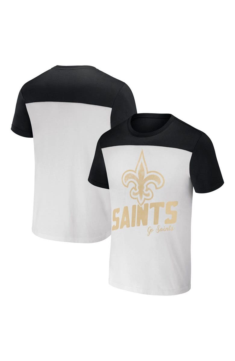 NFL X DARIUS RUCKER Men's NFL x Darius Rucker Collection by Fanatics White/Black New Orleans Saints Colorblocked T-Shirt, Main, color, White