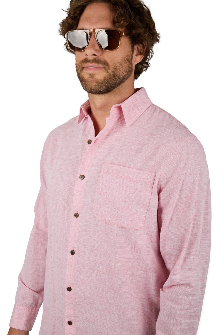 The Rosé Blusher - Long Sleeve Pink Linen Shirt, Alternate, color, Light Pink