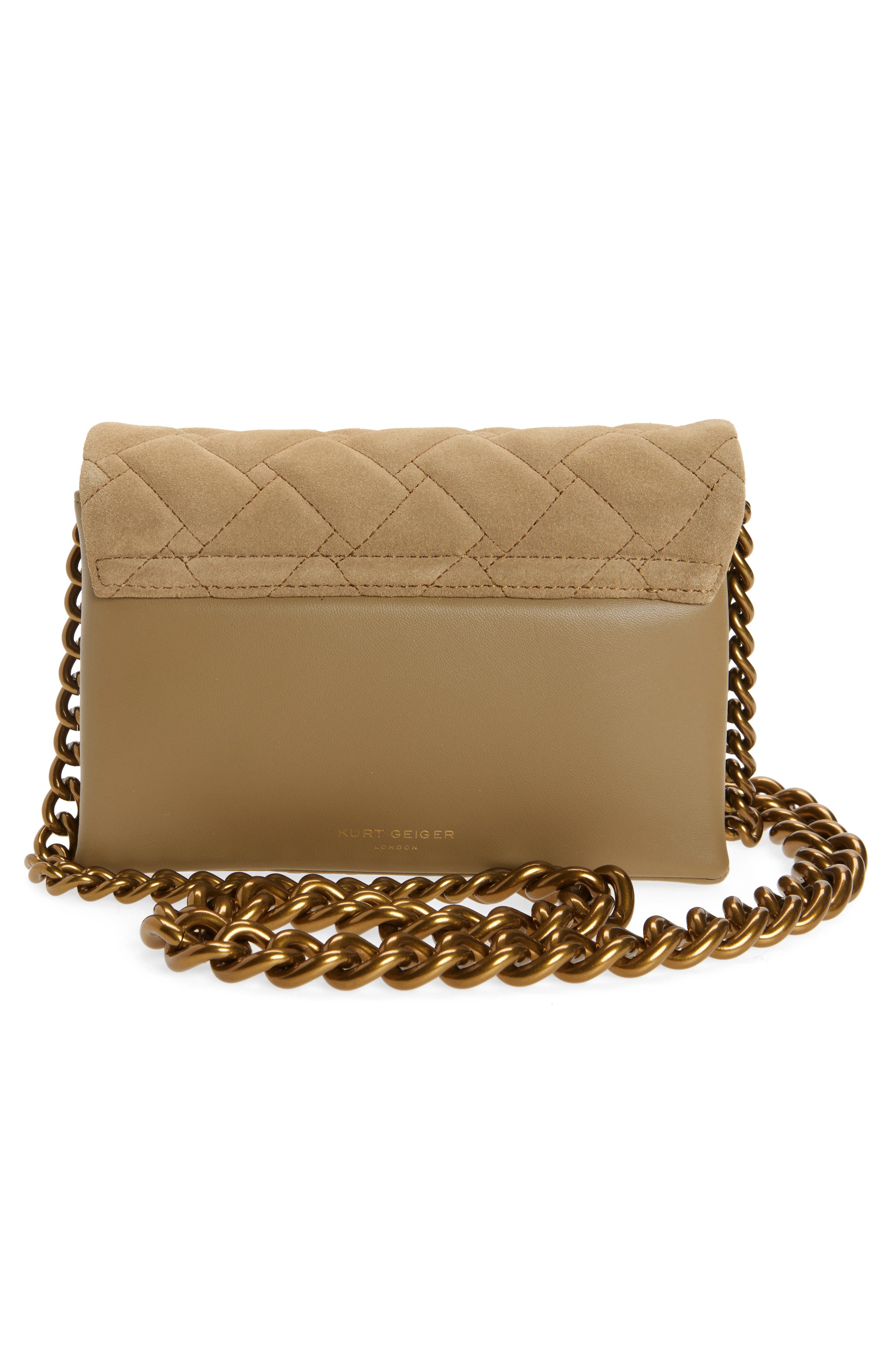 Kurt Geiger London Mini Kensington Quilted Leather Convertible Crossbody Bag, Alternate, color, Light Beige