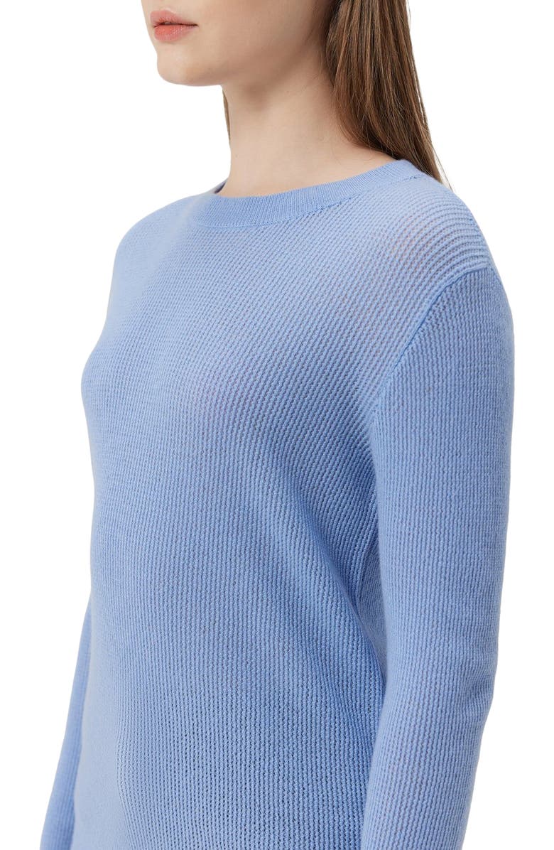 GOBI Mongolian Cashmere Women's Ajour-Knit Cashmere Crewneck Sweater Black, Alternate, color, Ice Flow