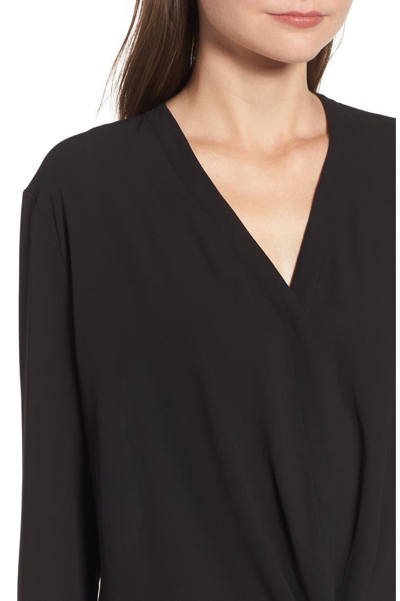 Drape Front Top, Alternate, color, BLACK