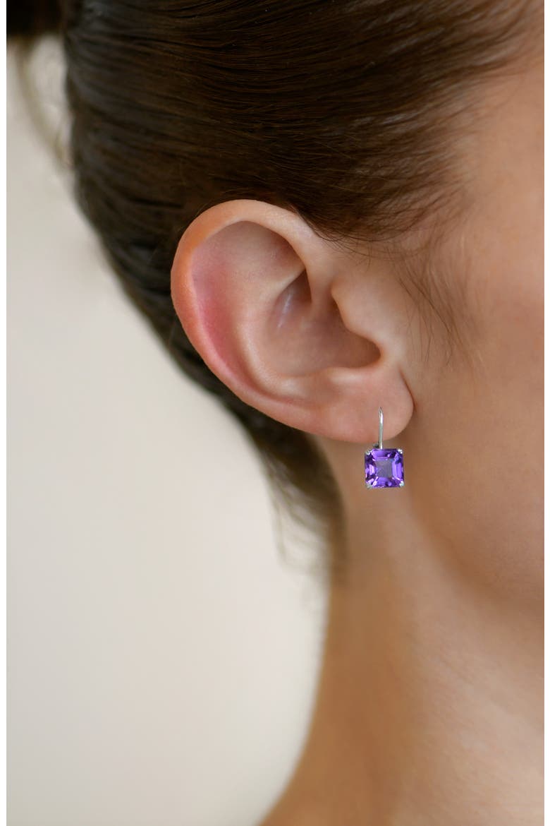 Harper Asscher Cut Drop Earrings, Alternate, color, PURPLE