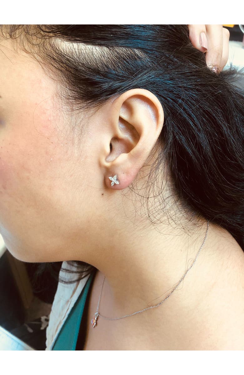 Haus of Brilliance 14K Gold 1/2 Ct Marquise Diamond 8 Stone Floral Leaf Stud Earrings, Alternate, color, White