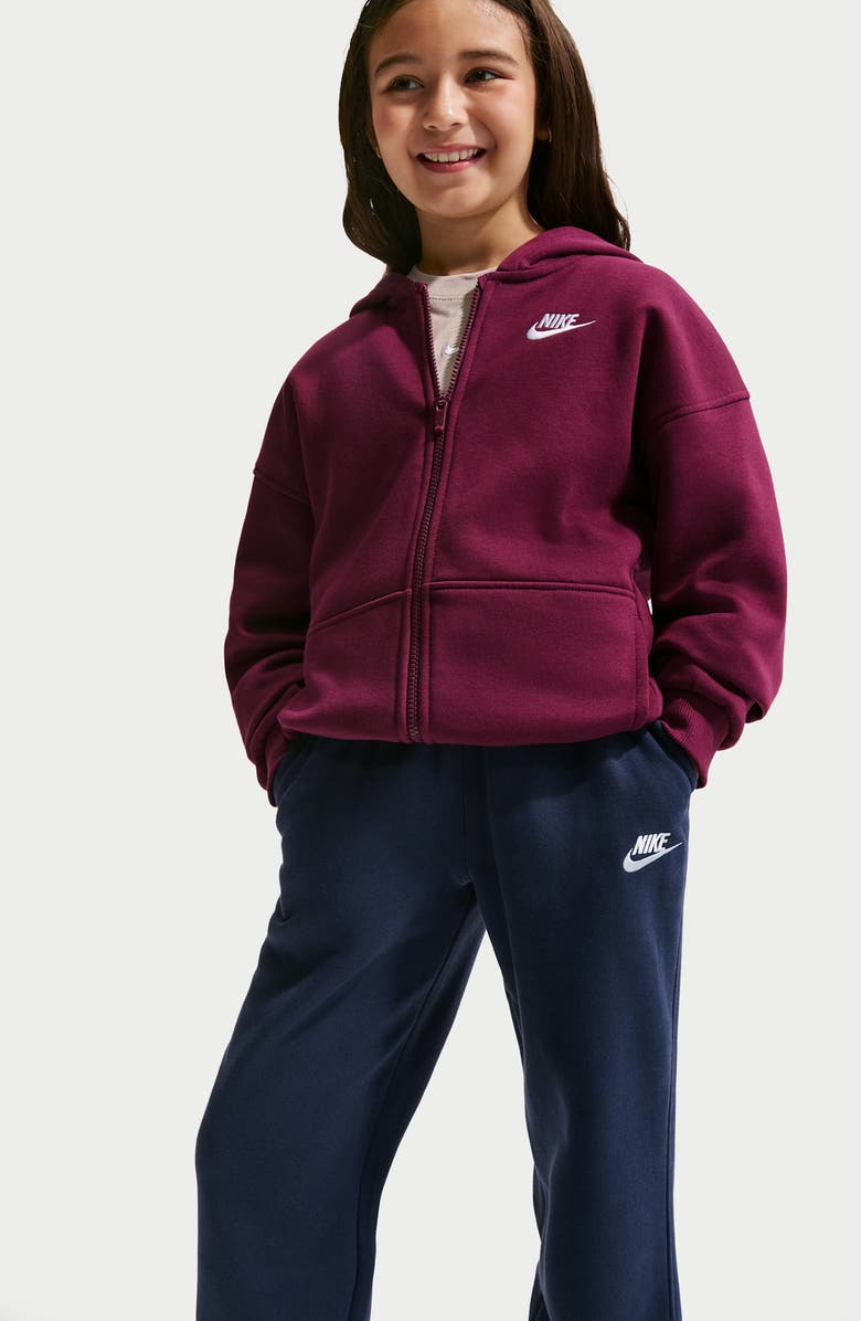 Nike Kids' Sportswear Loose Fit Fleece Pants, Alternate, color, Midnight Navy/ White