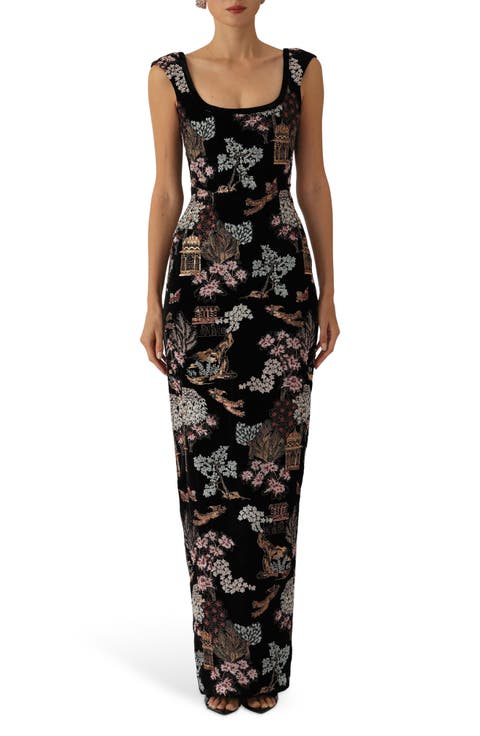 Brooke Embroidered Silk Velvet Gown