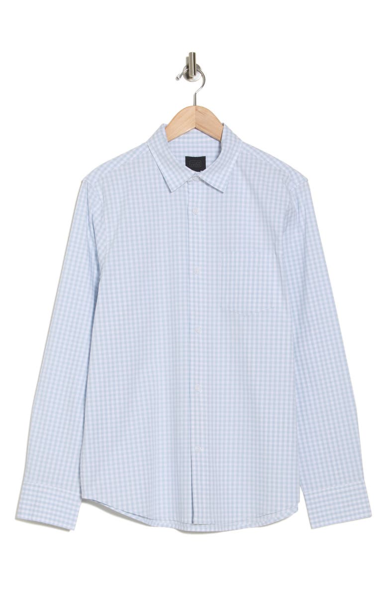 14th & Union Gingham Stretch Cotton Poplin Button-Up Shirt, Alternate, color, Blue Sky Gingham