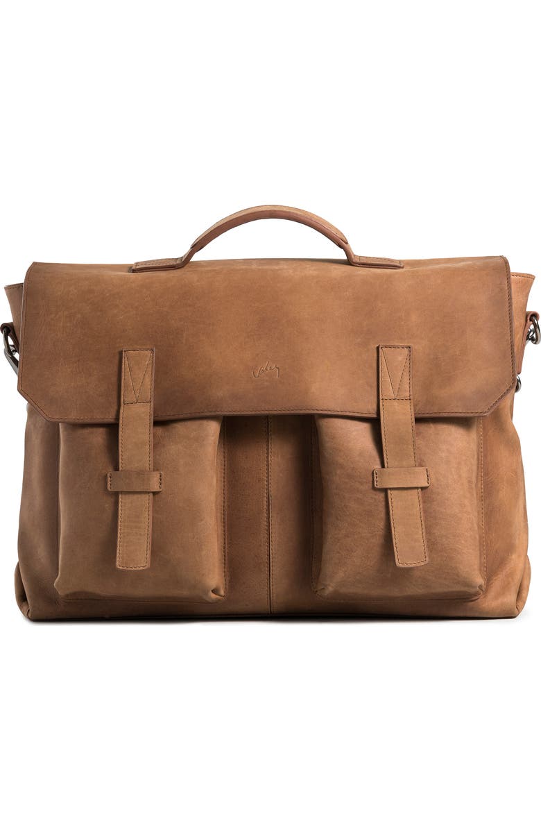 Velez Top Grain Leather Messenger Bag for Men and Women Briefcase Laptop Bag, Main, color, Brown
