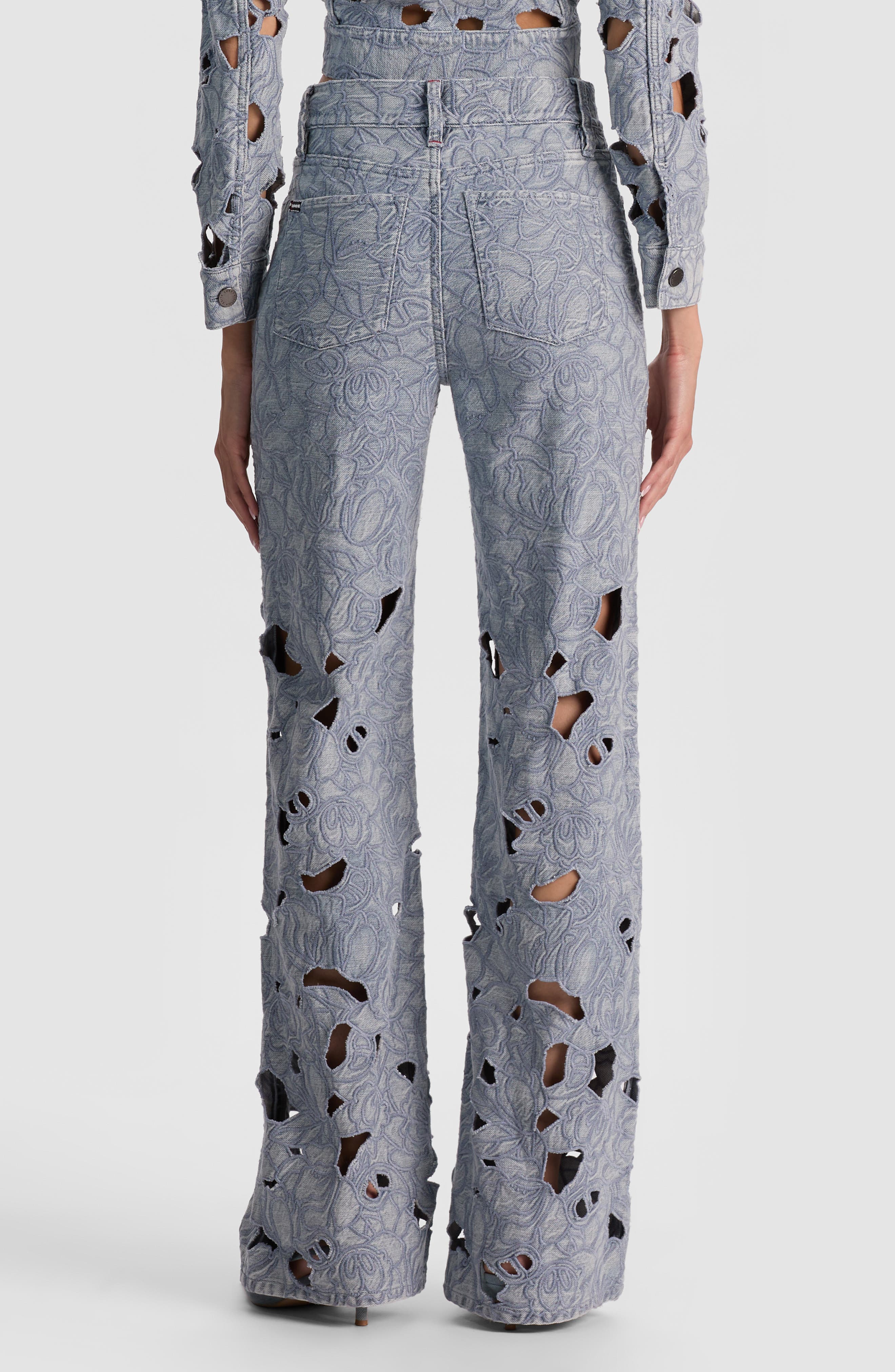 Chic High Waist Embroidered Eyelet Jeans (Women) | Nordstromrack