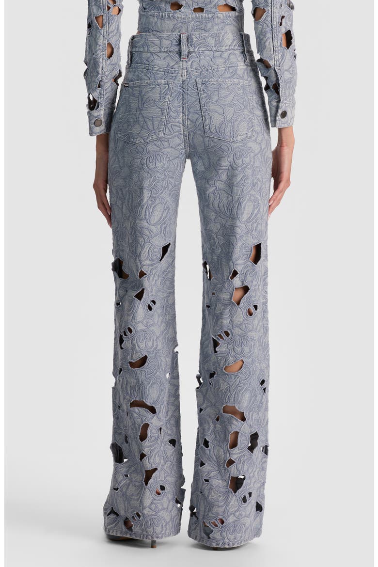 Chic High Waist Embroidered Eyelet Jeans, Alternate, color, ROCKSTAR BLUE