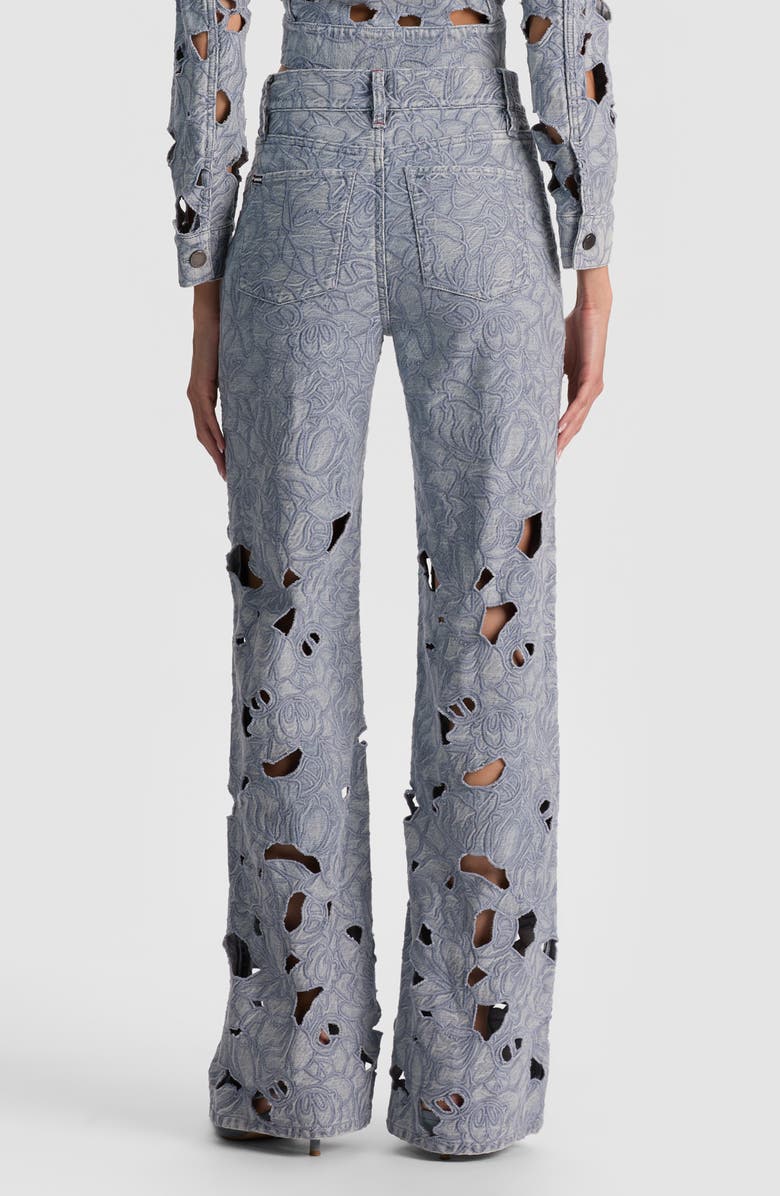 Alice + Olivia Chic High Waist Embroidered Eyelet Jeans, Alternate, color, Rockstar Blue