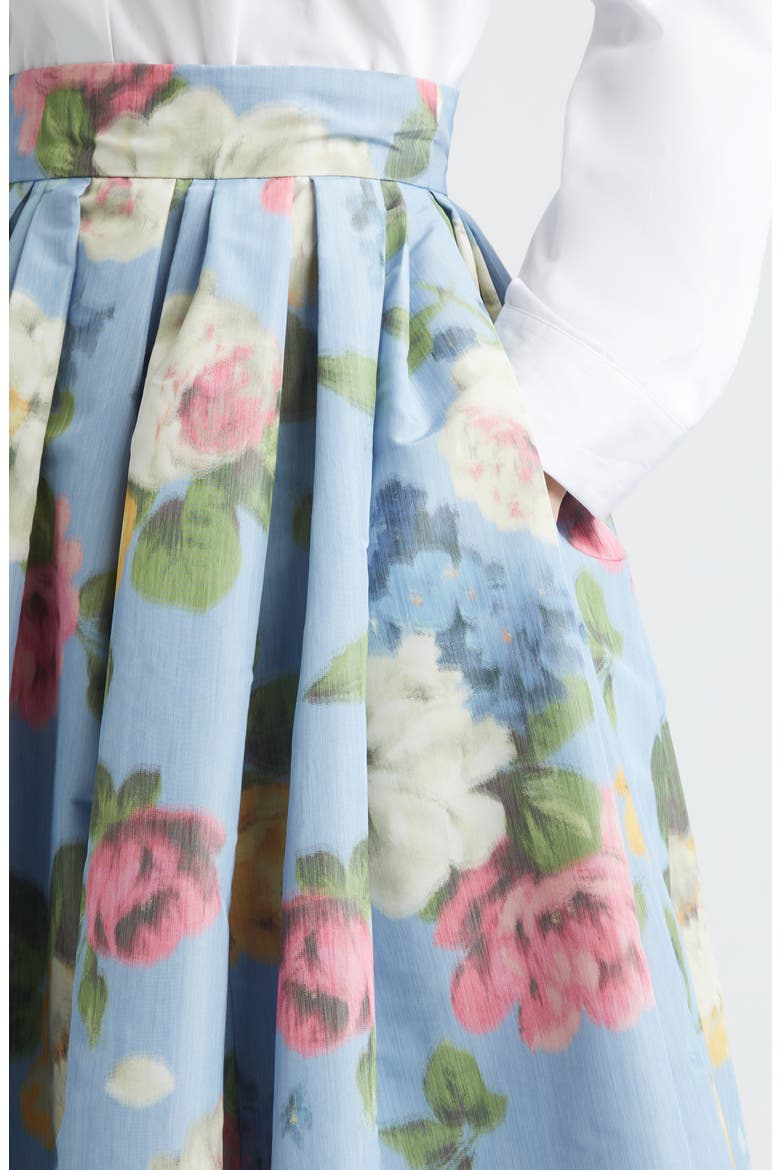 Chiné Floral Print Taffeta Ball Skirt, Alternate, color, CLOUDY BLUE MULTI
