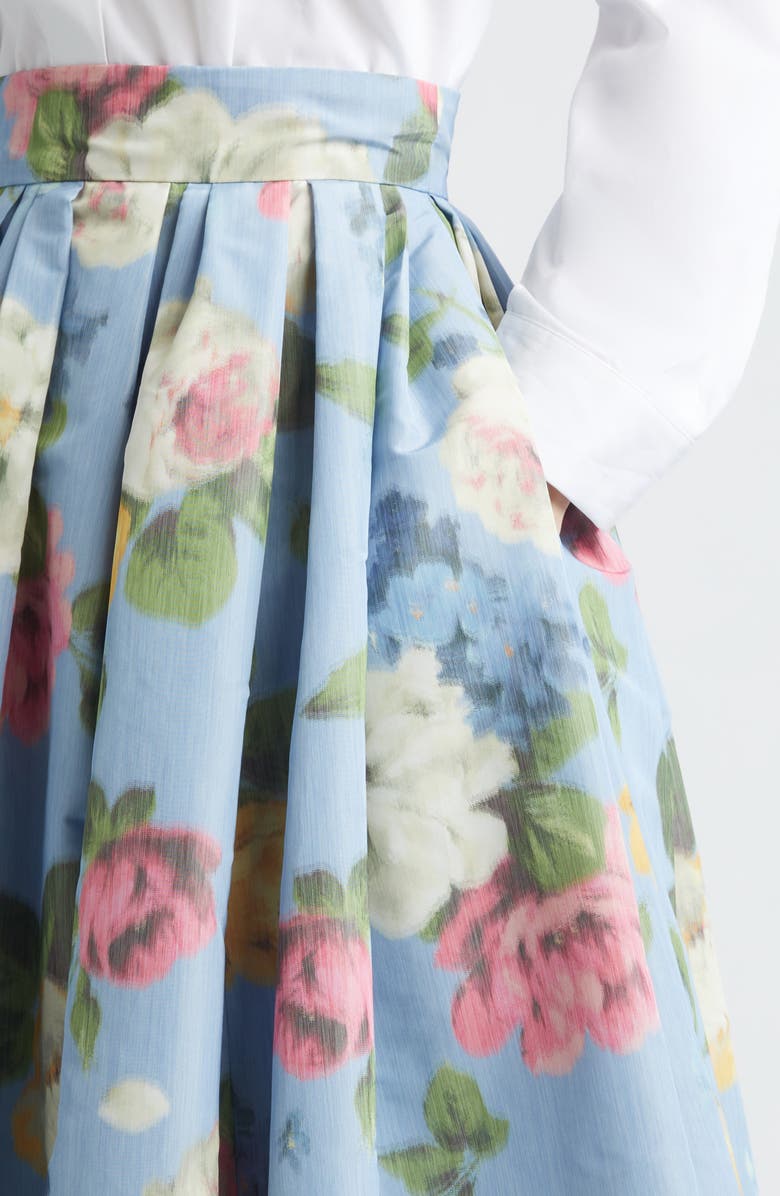 Carolina Herrera Chiné Floral Print Taffeta Ball Skirt, Alternate, color, Cloudy Blue Multi