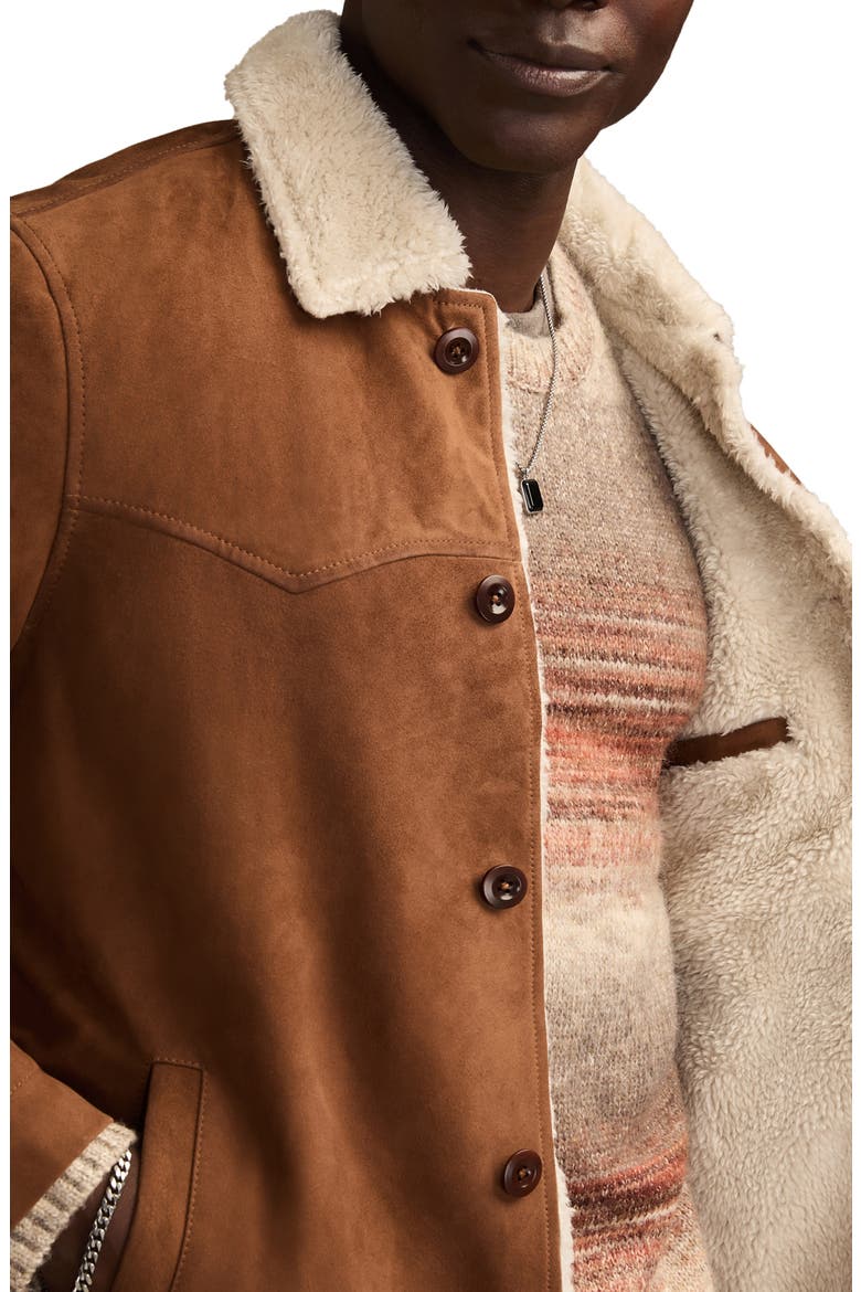 Faux Shearling Ranch Coat, Alternate, color, DARK TAN