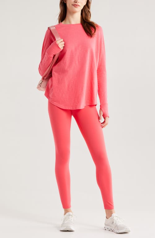 Zella Relaxed Washed 2.0 Long Sleeve Slub Tee In Red