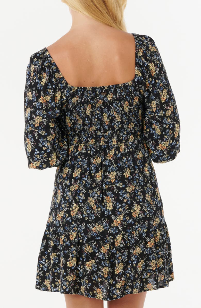 Rip Curl Pacific Rider Smocked Floral Minidress, Alternate, color, Black Multi