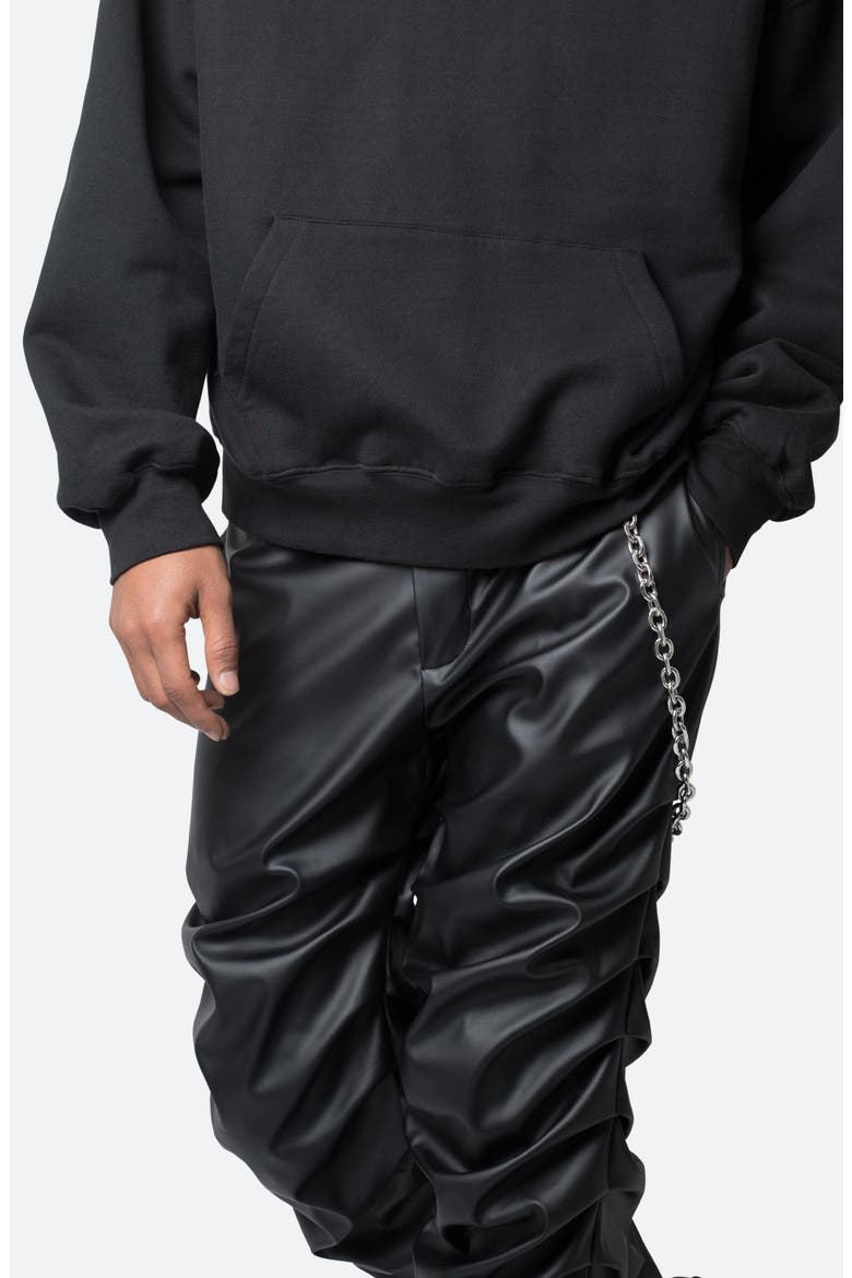 Stacked Faux Leather Pants, Alternate, color, BLACK