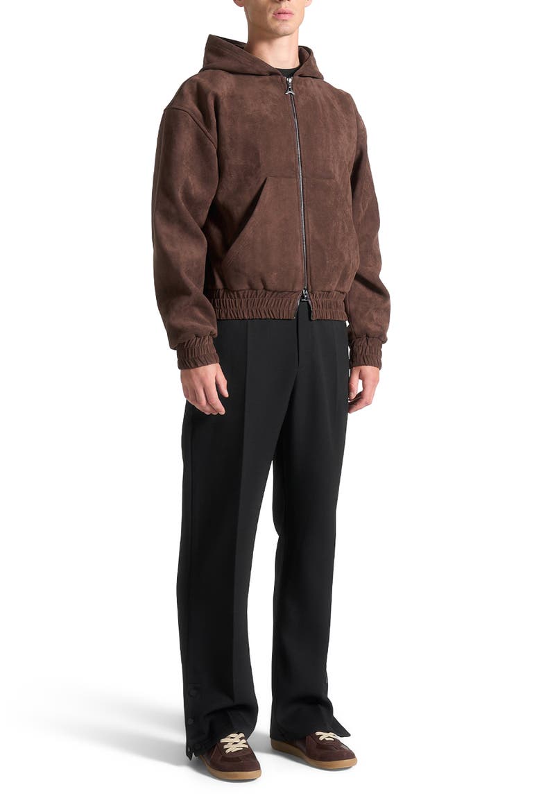 Cropped Suede Hoodie, Main, color, Brown