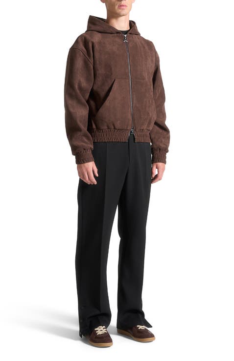 Cropped Suede Hoodie