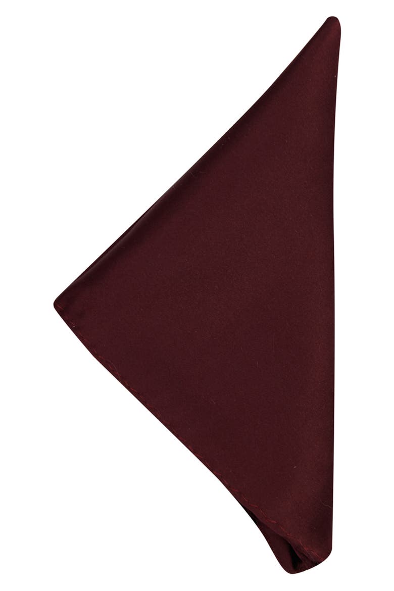 Men's Solid Satin Pocket Square, Alternate, color, CABERNET