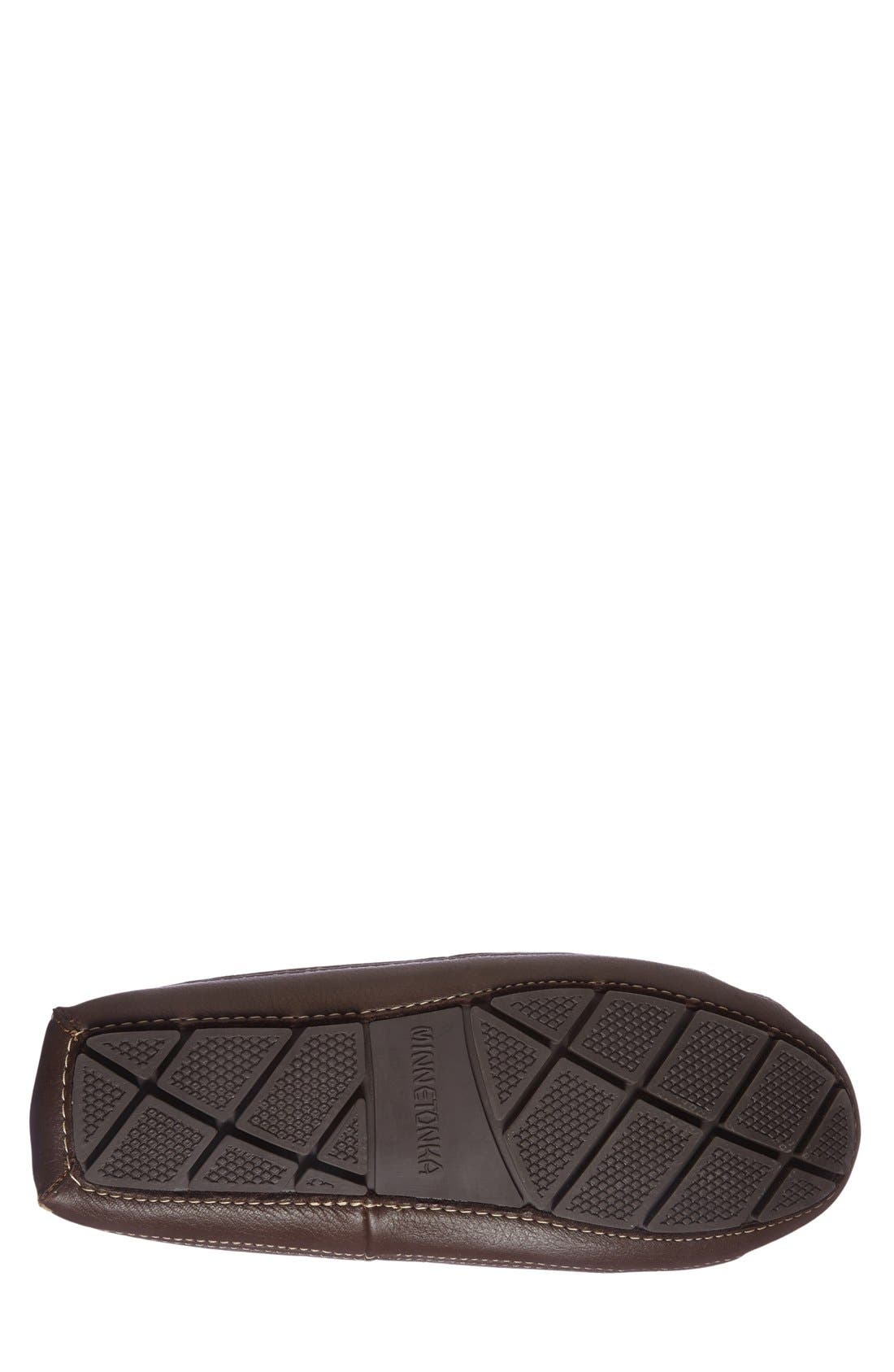 Minnetonka Genuine Shearling Leather Slipper, Alternate, color, Chocolate
