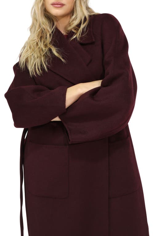 Belle & Bloom Wool Blend Wrap Coat In Burgundy