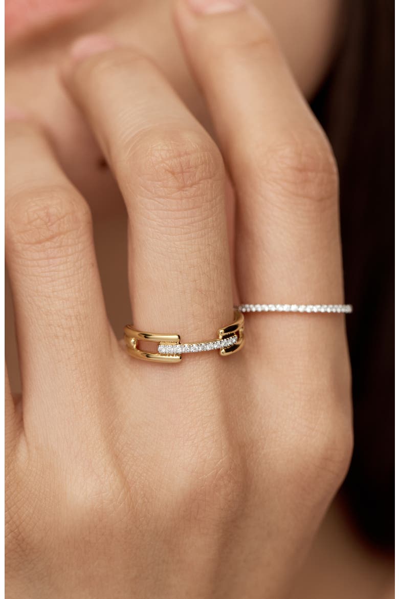 Signature Link Lab Grown Diamond Ring, Alternate, color, YELLOW GOLD