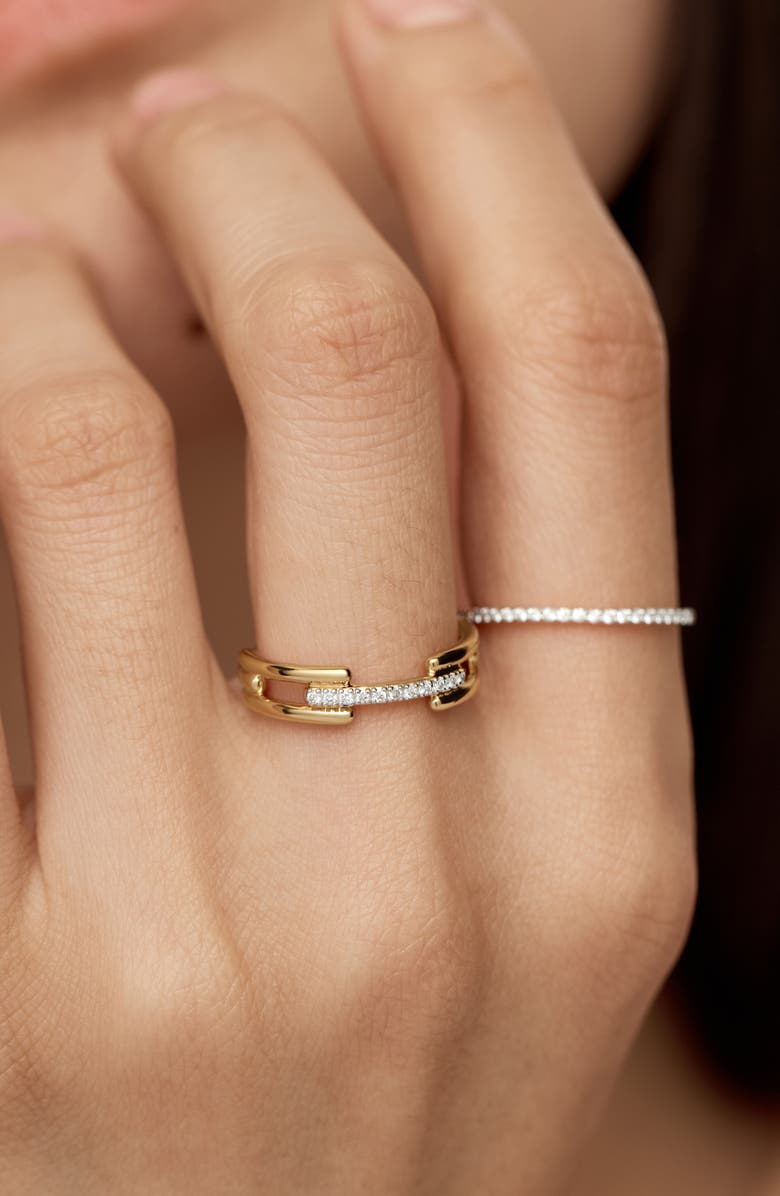 Monica Vinader Signature Link Lab Grown Diamond Ring, Alternate, color, 18K Gold Vermeil/ Lab Diamond