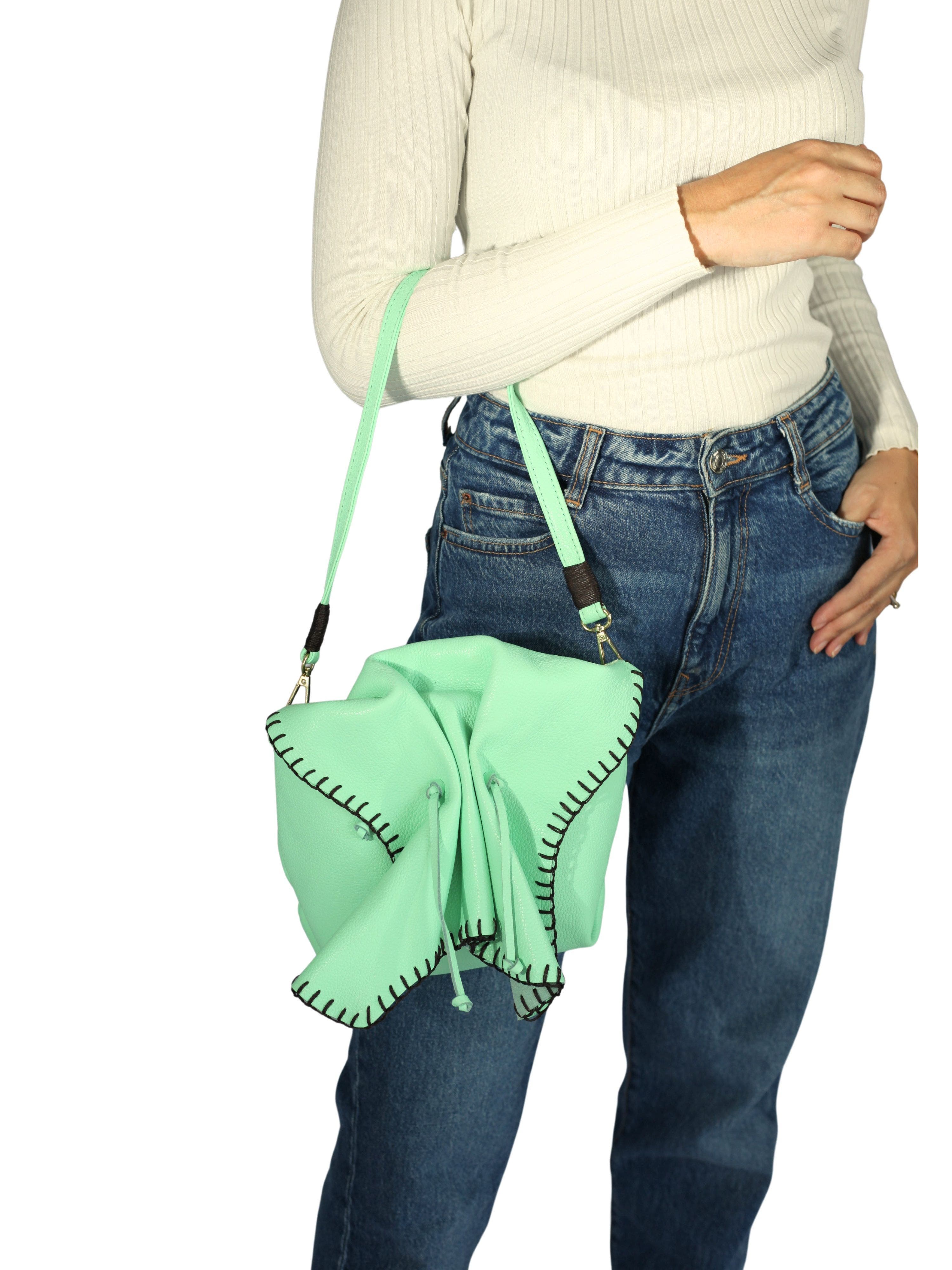 Carlos Falchi Medium Butterfly Top Grain Leather Bag, Alternate, color, Lime