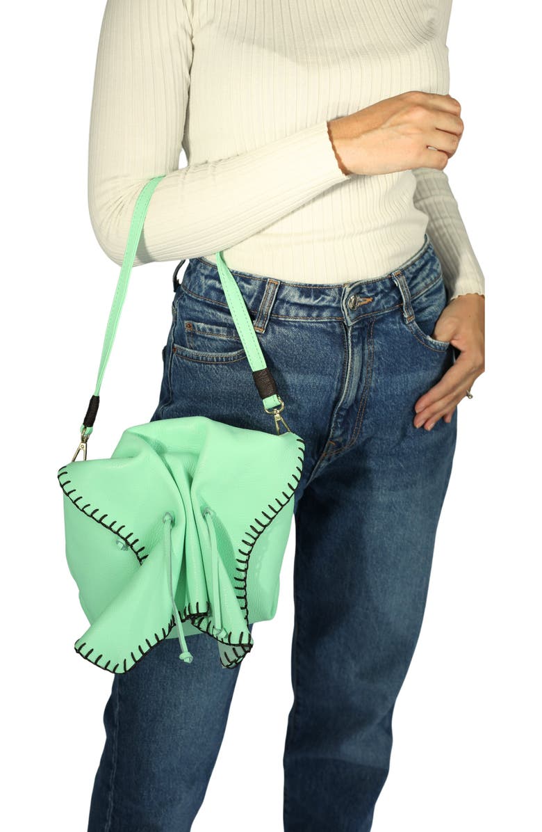Carlos Falchi Medium Butterfly Top Grain Leather Bag, Alternate, color, Lime