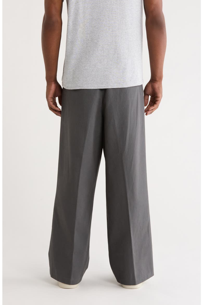 Pleat Front Drawstring Cotton Twill Pants, Alternate, color, IRON GREY