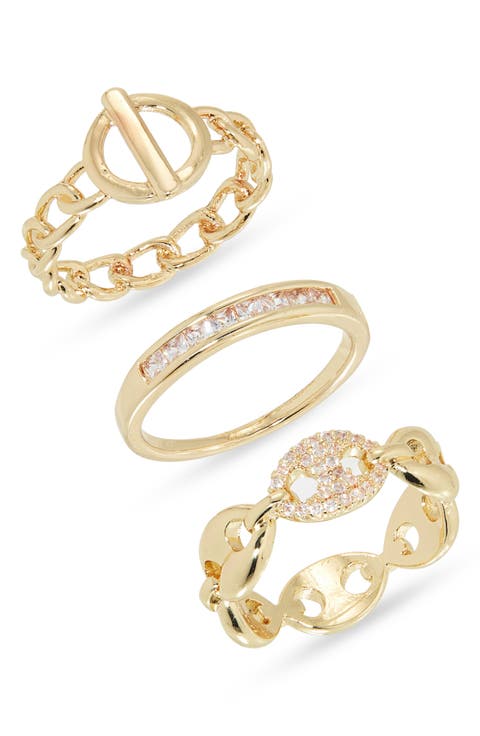 3-Pack Pavé CZ Mariner Band Rings