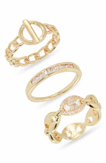 NORDSTROM RACK 3-Pack Pavé CZ Mariner Band Rings