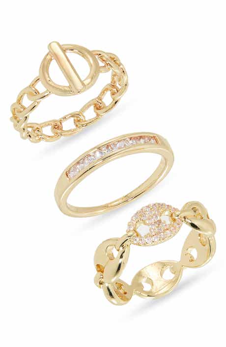 NORDSTROM RACK 3-Pack Pavé CZ Mariner Band Rings