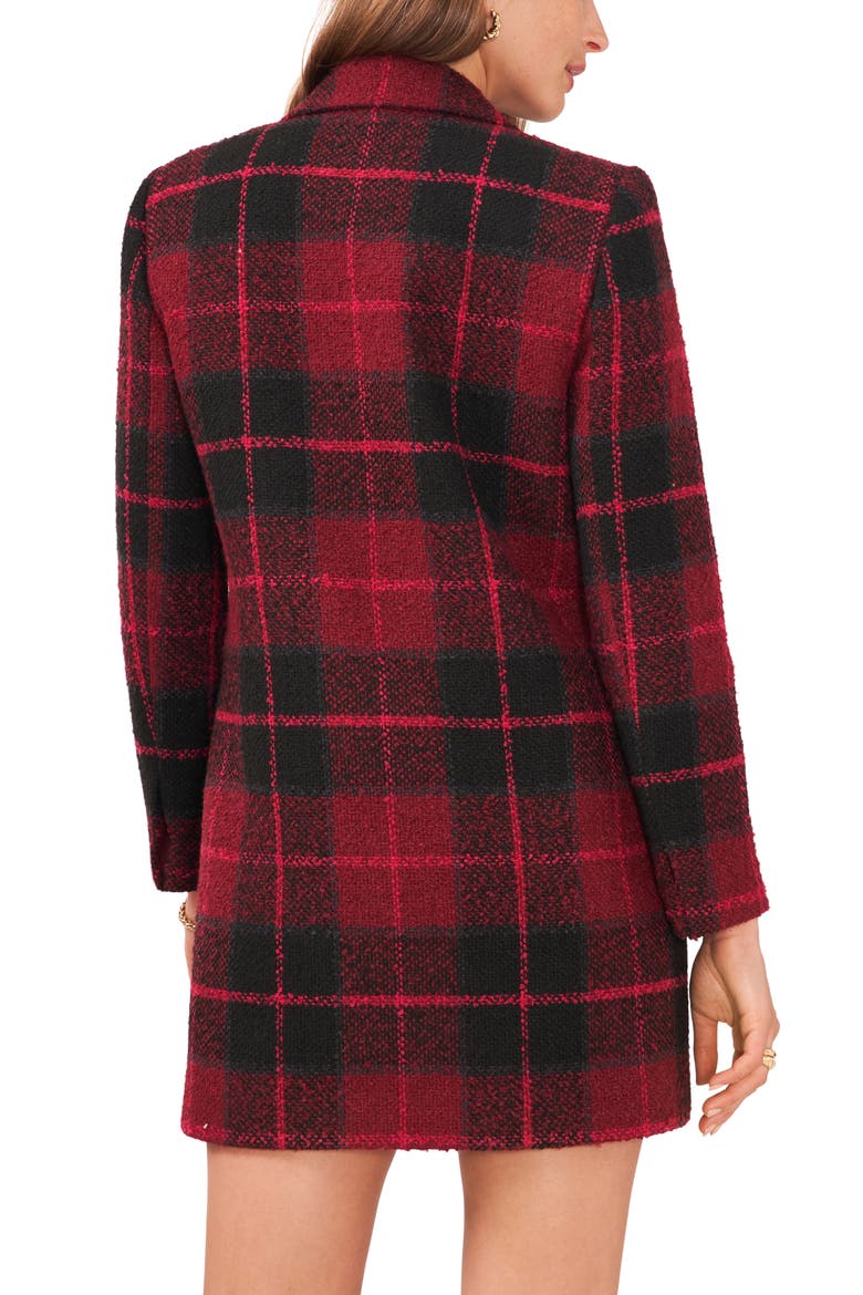 One-Button Plaid Jacket, Alternate, color, BLACK/ FUCHSIA