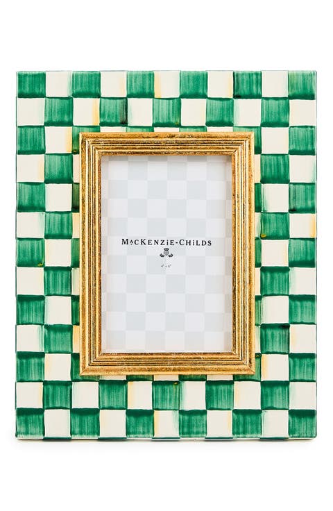 Emerald Check Enameled Steel 4 x 6-Inch Picture Frame